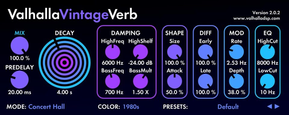 Valhalla DSP Valhalla VintageVerb for macOS Free Download